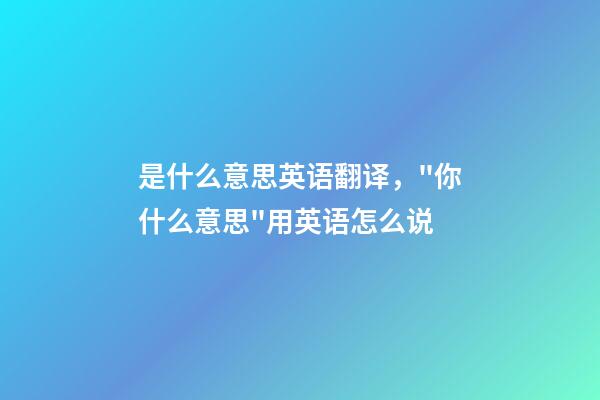 是什么意思英语翻译，"你什么意思"用英语怎么说-第1张-观点-玄机派